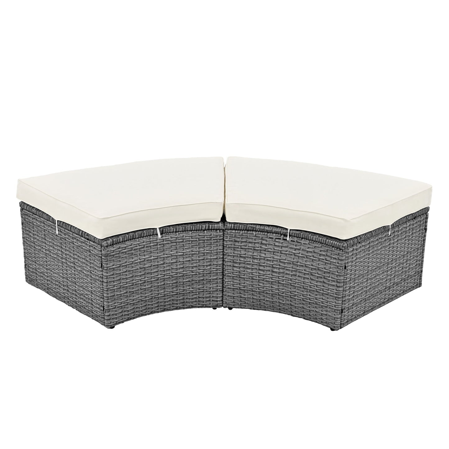 Patio 5-Piece Round Rattan Sectional Sofa Set All-Weather PE Wicker