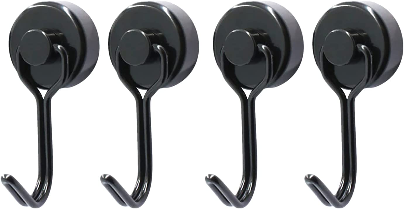 4/8 Pcs Magnetic Hooks,Heavy Duty 30LBS Neodymium Magnet Hook Rust Proof Indoor Outdoor Hanging,Refrige,Grill,Kitchen,Key Holder