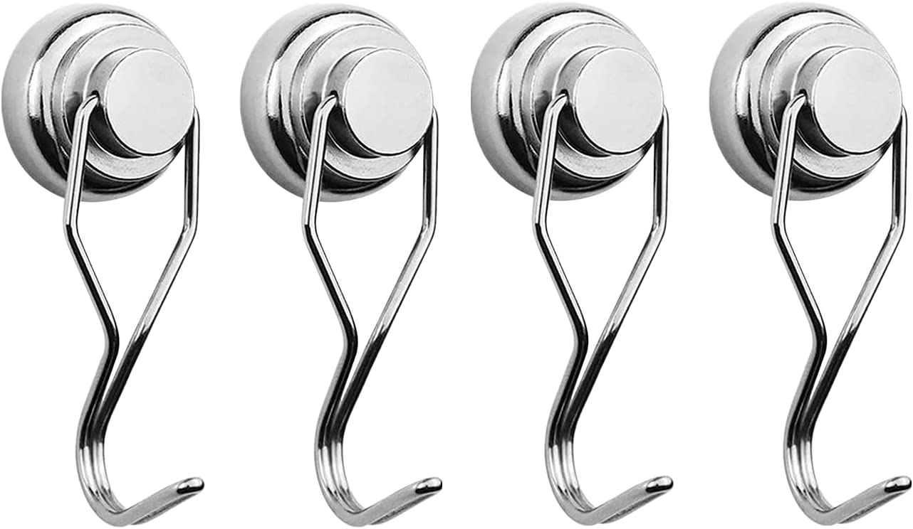4/8 Pcs Magnetic Hooks,Heavy Duty 30LBS Neodymium Magnet Hook Rust Proof Indoor Outdoor Hanging,Refrige,Grill,Kitchen,Key Holder