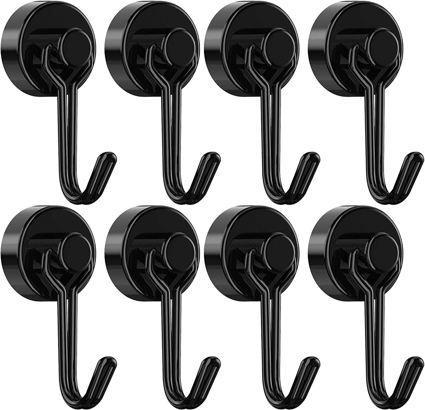 4/8 Pcs Magnetic Hooks,Heavy Duty 30LBS Neodymium Magnet Hook Rust Proof Indoor Outdoor Hanging,Refrige,Grill,Kitchen,Key Holder