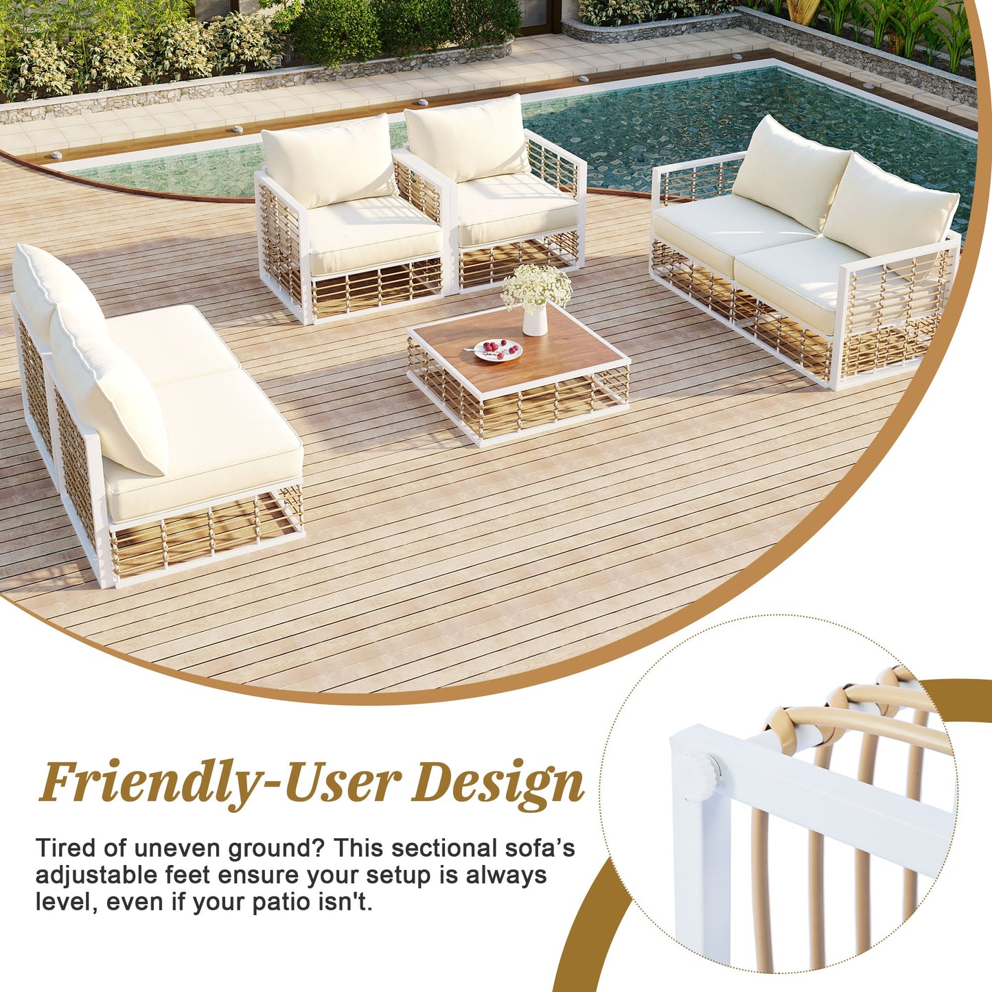 Modern Minimalist 7-Piece Metal Patio Sectional Sofa Set, All-Weather Garden