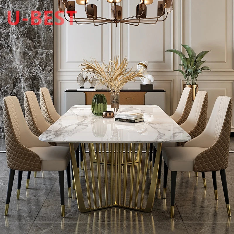 Luxury Designer Home Furniture Dining Room Dining Table and Chairs Marble
