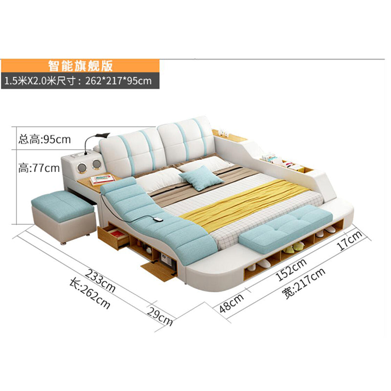 Multi-Function Double Bed Stylish Modern Leather Bed Massage Bed Bedroom