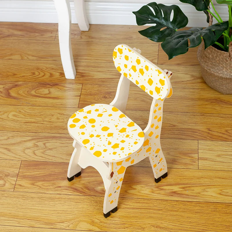 Kids Nursery School Furniture Set Solid Wood Bench Baby Low Chair With Cheap Price Wood Giraffe Animal Children Chairs