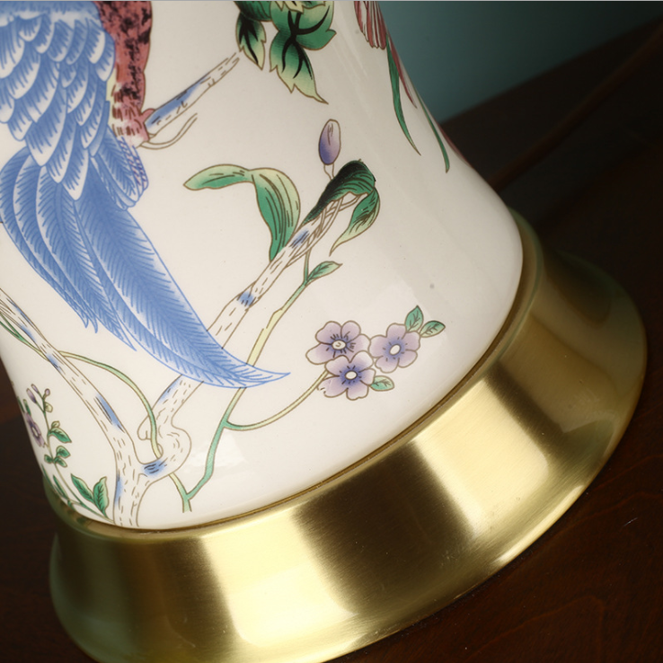 Country Ceramic Table Lamp Chinese Style Large Living Room Garden Flower and Bird Bottle Decorative Table Lamps