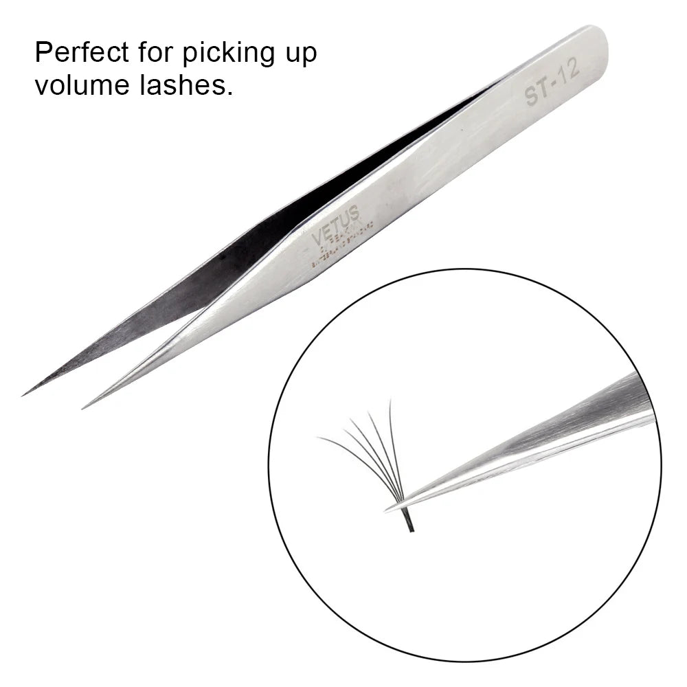 VETUS Eyelash Extension Tweezers Volume Lashes Stainless Steel Tweezer Non-Magnetic Eyelashes Tools Professional Makeup Tool