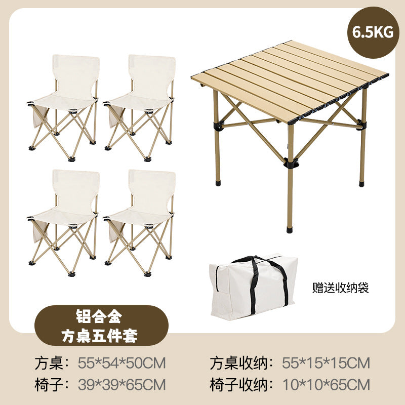 Jetshark Multifunctional 7 Pcs Travel Outdoor Folding Lightweight Portable Metal Picnic Camp Table and Chair Sets for Trip