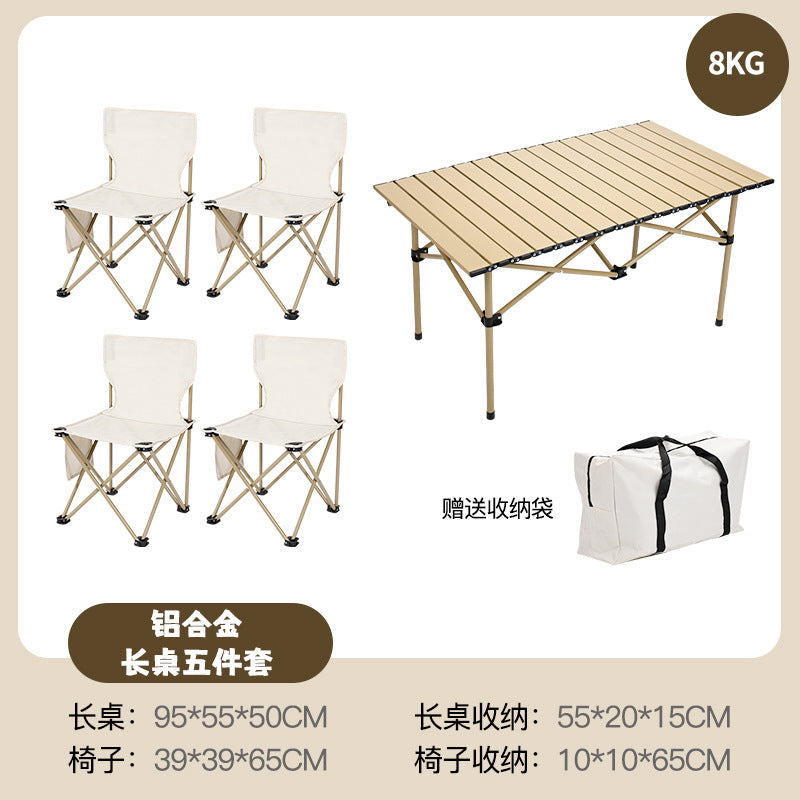 Jetshark Multifunctional 7 Pcs Travel Outdoor Folding Lightweight Portable Metal Picnic Camp Table and Chair Sets for Trip