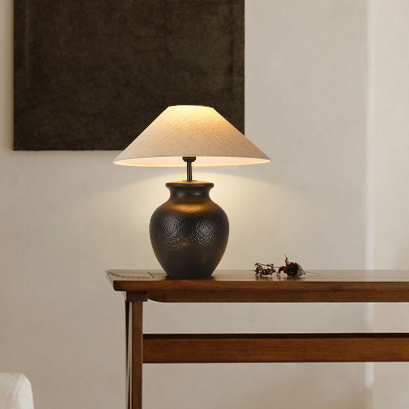 Wabi-Sabi Style Table Lamp Living Room Handmade Pottery Decoration Indoor Bedroom Hotel Desk Bedside Ceramic Table Lamp
