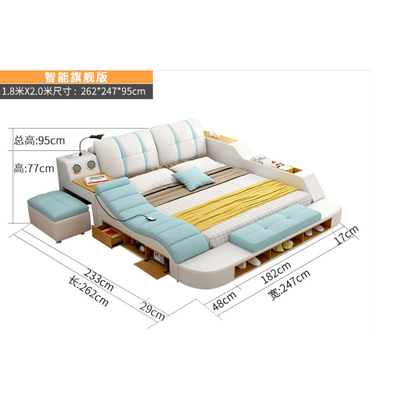 Multi-Function Double Bed Stylish Modern Leather Bed Massage Bed Bedroom