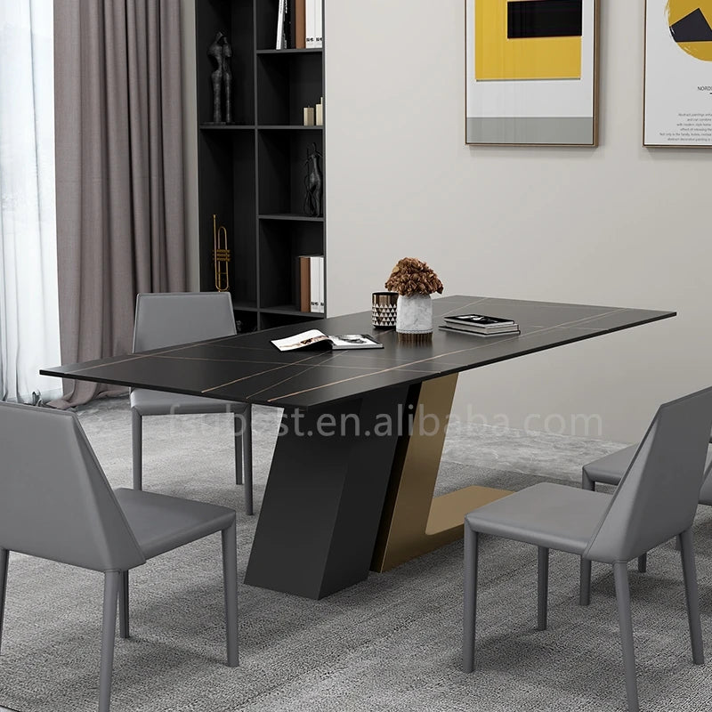 Modern Simple Marble Dining Table and Chair Combination Large Apartment Dining