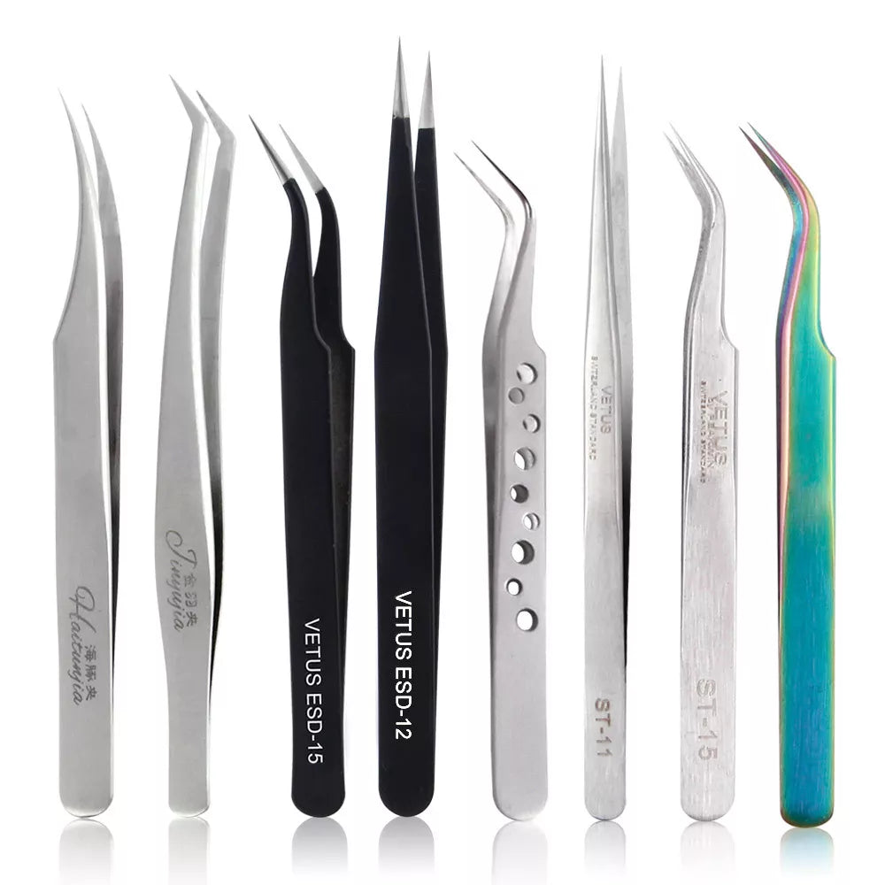 VETUS Eyelash Extension Tweezers Volume Lashes Stainless Steel Tweezer Non-Magnetic Eyelashes Tools Professional Makeup Tool