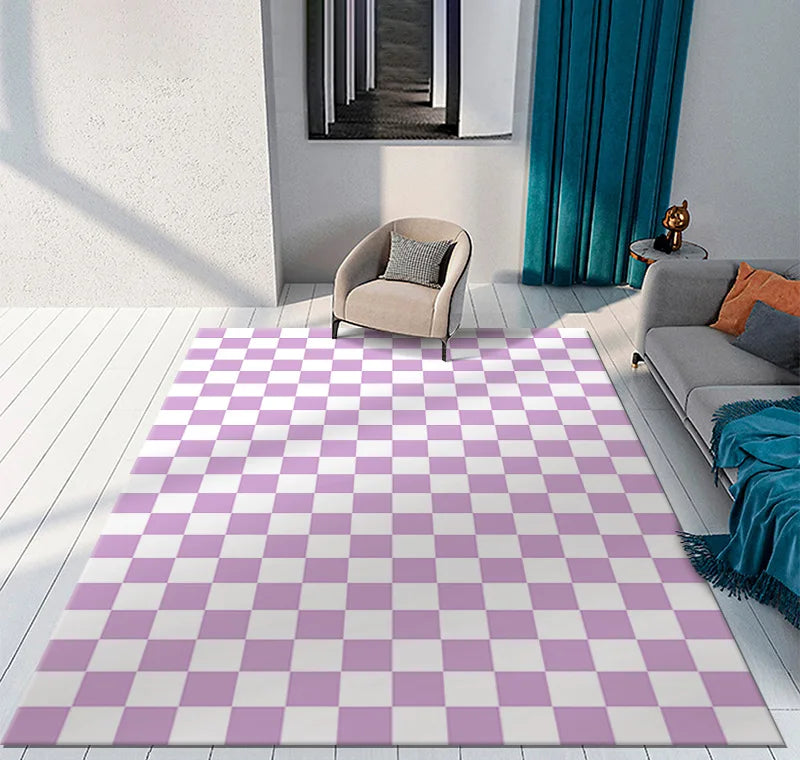 Color Checkerboard Plaid Carpet Moroccan Living Room Bedroom Rug Anti-Skid Entry Door Mats Household Bedside Rugs Bay Window Mat