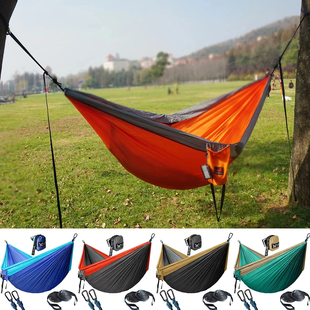 Upgrade Camping Hammock Outdoor Tourist Hanging Hammocks Portable Parachute Nylon Hiking Hammock for Backpacking Travel