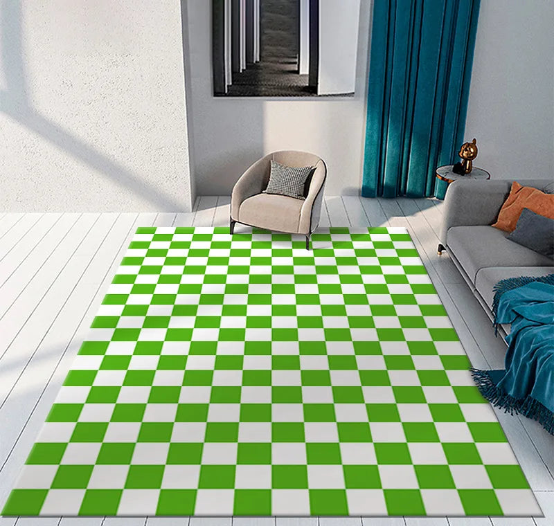 Color Checkerboard Plaid Carpet Moroccan Living Room Bedroom Rug Anti-Skid Entry Door Mats Household Bedside Rugs Bay Window Mat