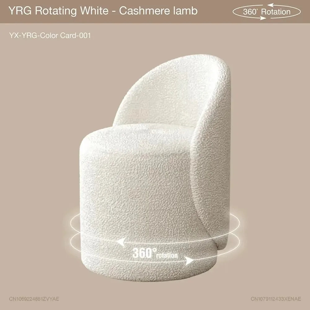 Nordic 360° Rotating Makeup Stools Dressing Chairs Light Luxury Bedroom  Cashmere Lamb Backrest Dressing Table Stool Furniture