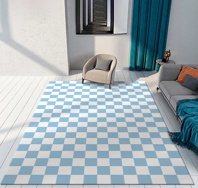 Color Checkerboard Plaid Carpet Moroccan Living Room Bedroom Rug Anti-Skid Entry Door Mats Household Bedside Rugs Bay Window Mat