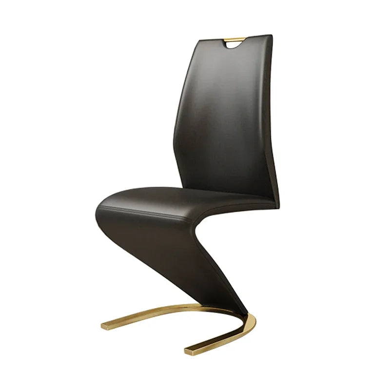 2 Pieces Chairs Modern Simple Z Shape Dining Chair PU Leather Home Living Room Chair Only Chairs (Table Is Not for Sale)