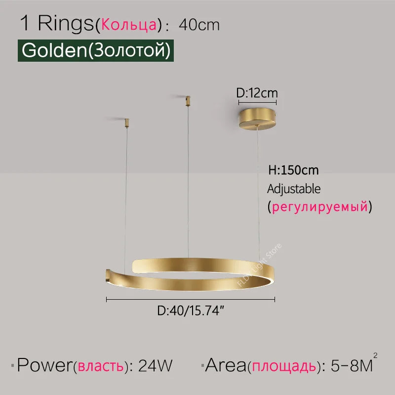 Ceiling Lights Living Room Dining Room Bedroom Kitchen Light Nordic Modern Chandelier Simple Ring Light Led Pendants Round Lamps