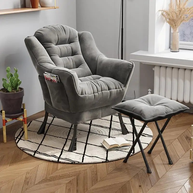 New Living Room Chairs Lazy Leisure Home Light Back Chair Sofa Chair Bedroom Home Comfortable Sofa Chair Armchair With Footrest