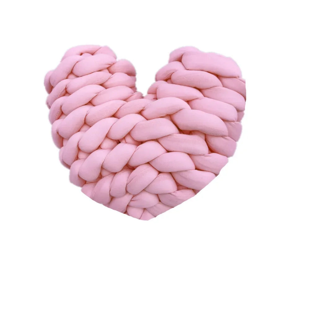 Chunky Knit Heart Pillow Decorated Throw Pillow Home Bed Fall Decor Pillows